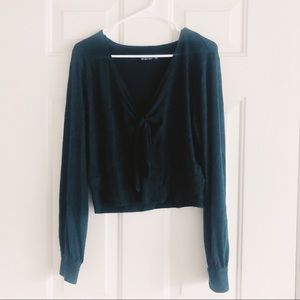 A&F Green V Neck Crop Sweater